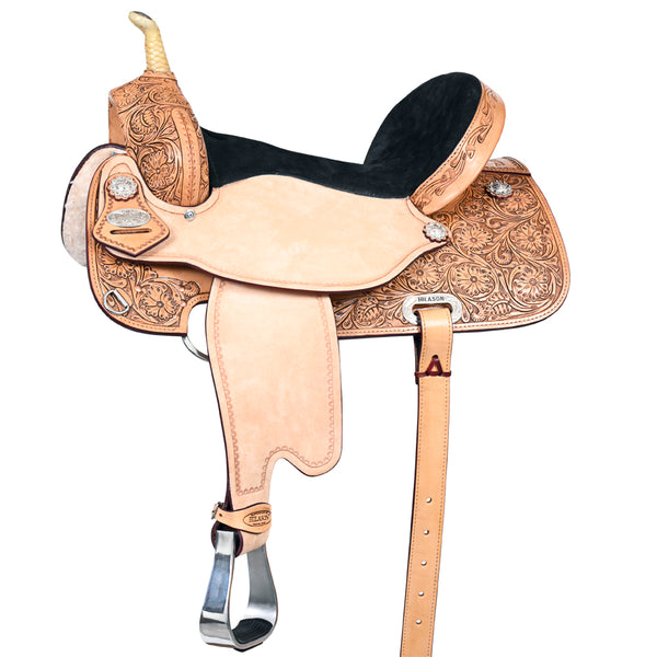 Western Horse Saddle Hilason In American Leather Flex Tree Barrel Trail - Uhorse
