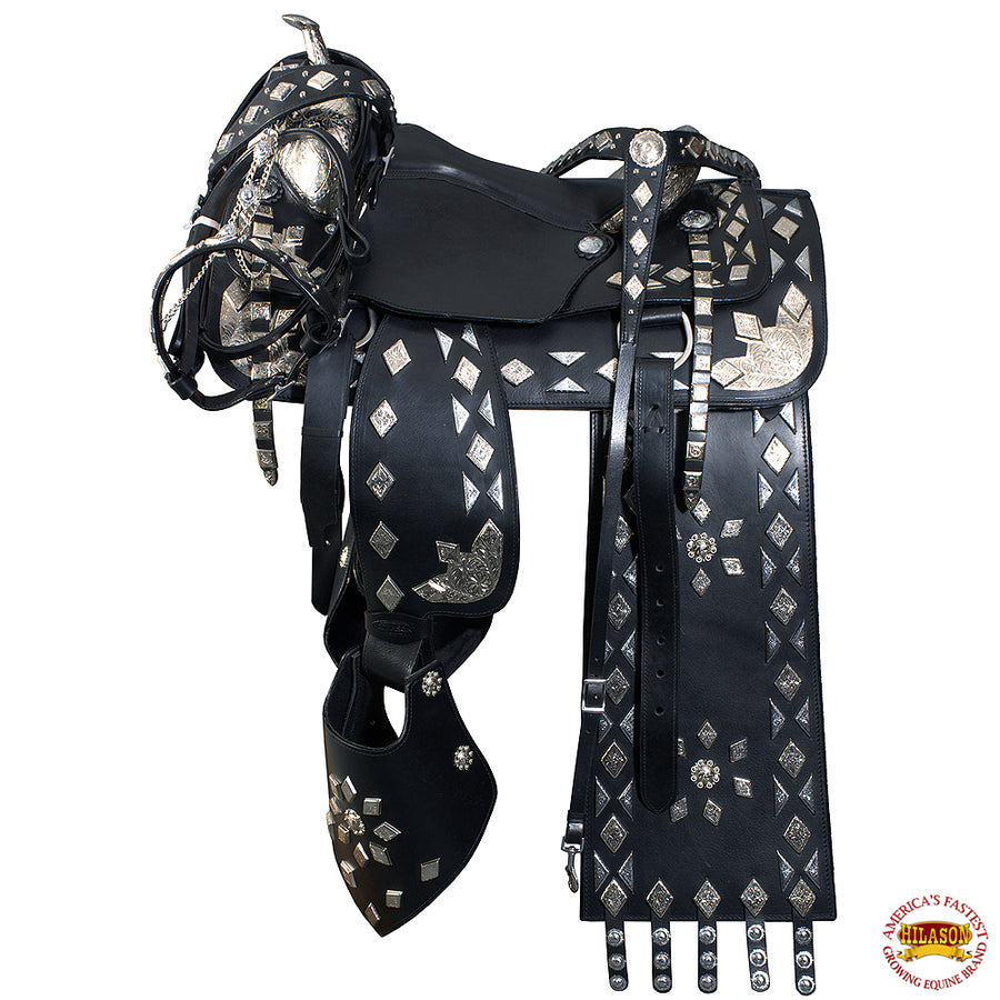16 In Western Horse Show Saddle Parade Serape Bridle Collar Black Hilason - Uhorse