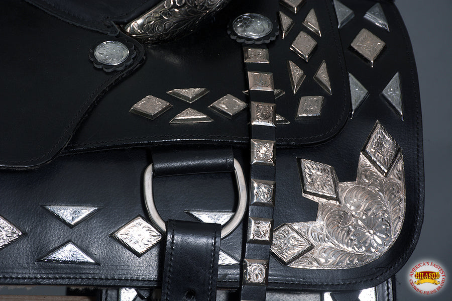 HILASON Western Horse Show Saddle Parade Serape Bridle Collar Black | Hand Tooled Ranch roping Leather For Horses