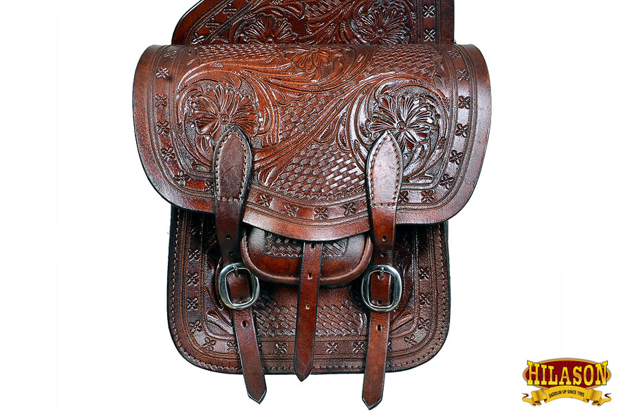 HILASON Soft Leather Horse Saddle Bag Mahogany | Equestrian Western Adjustable Closure
