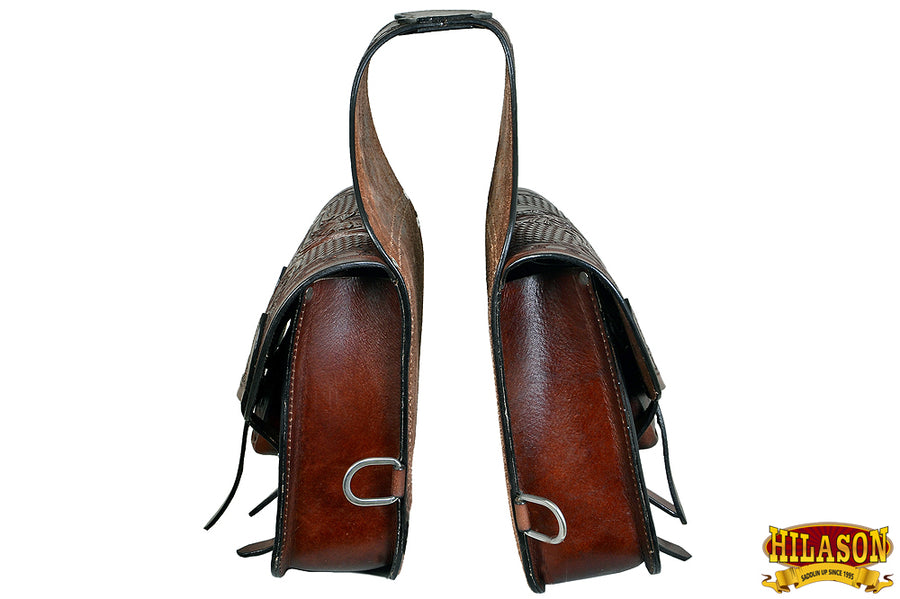 HILASON Soft Leather Horse Saddle Bag Mahogany | Equestrian Western Adjustable Closure