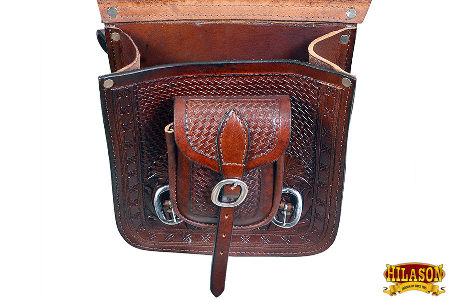 HILASON Soft Leather Horse Saddle Bag Mahogany | Equestrian Western Adjustable Closure