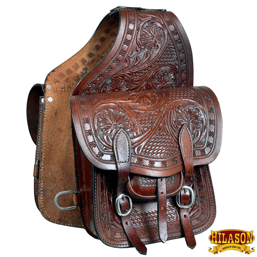 HILASON Soft Leather Horse Saddle Bag Mahogany | Equestrian Western Adjustable Closure