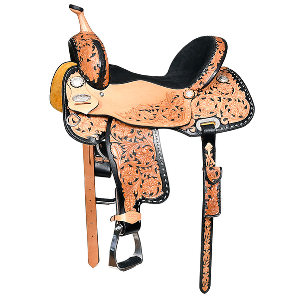 Hilason Western Horse Barrel Racing Trail Pleasure Oiled American Leather Saddle - Uhorse