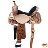 15 In Hilason Western Horse Barrel Trail Pleasure American Leather Saddle Tan