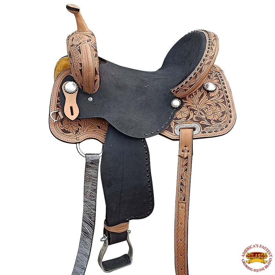 15 In Hilason W. H. Barrel Trail Pleasure American Leather Saddle – by Hilason – Cowboy and equestrian accessories