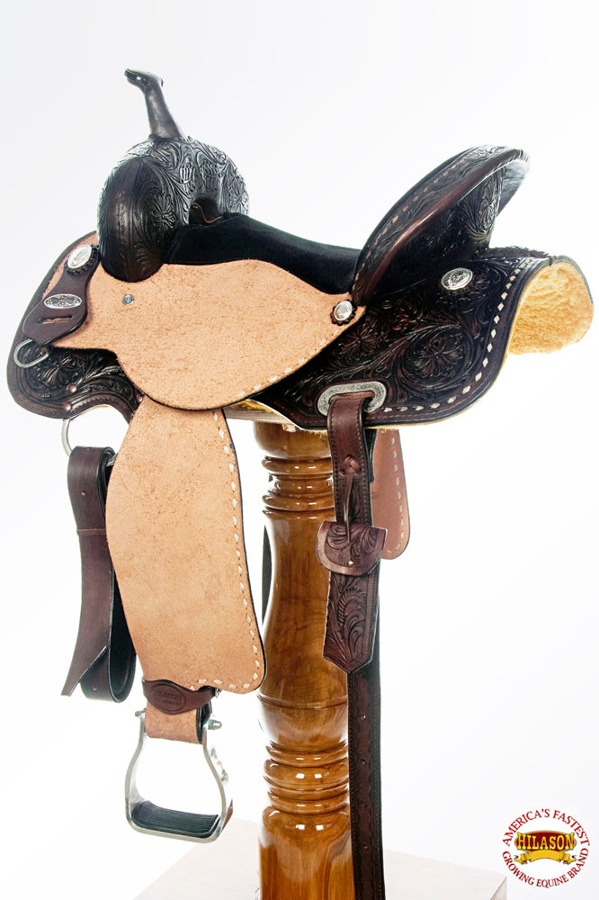 HILASON Western Horse Barrel Saddle Trail Pleasurer Leather | Treeless for Horses