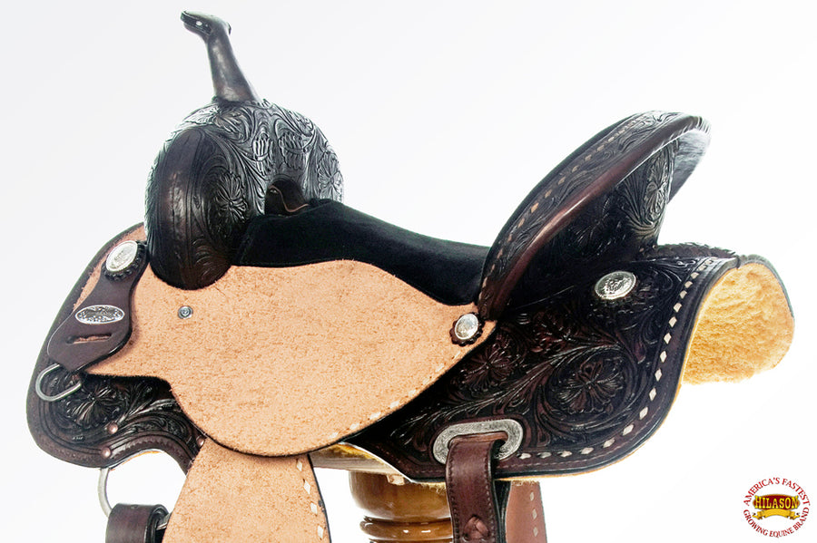 HILASON Western Horse Barrel Saddle Trail Pleasurer Leather | Treeless for Horses