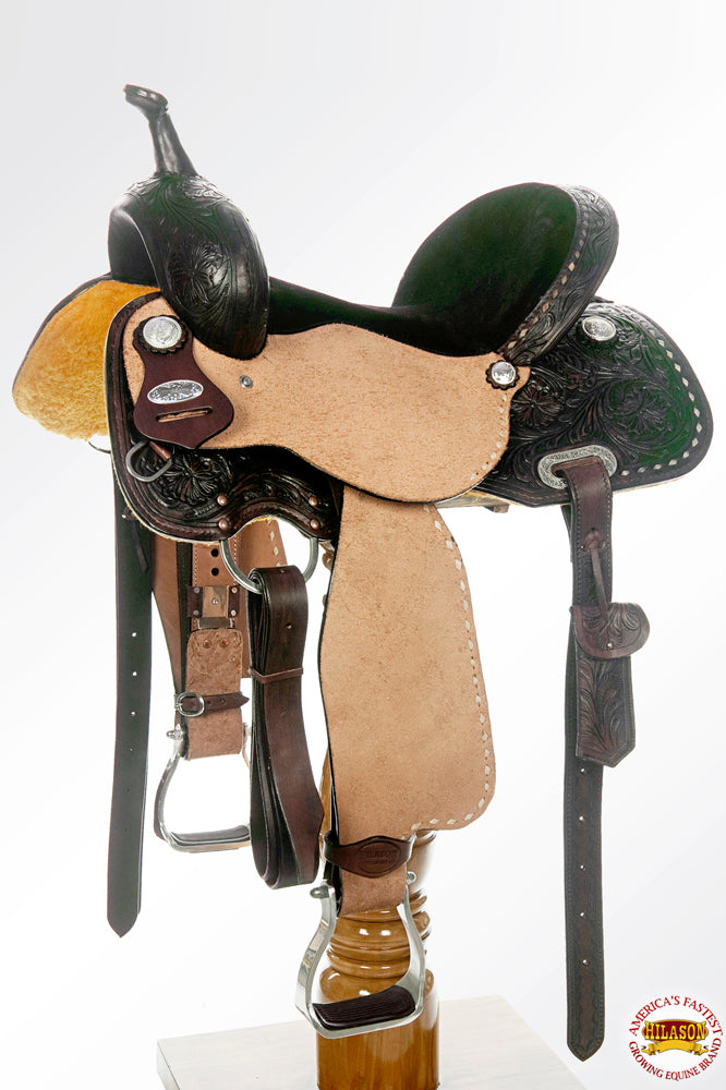 HILASON Western Horse Barrel Saddle Trail Pleasurer Leather | Treeless for Horses
