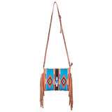 American Darling CrossBody Bag Saddle Blanket Fabric Genuine Leather Western Women Handbag Purse | for Cute Travel