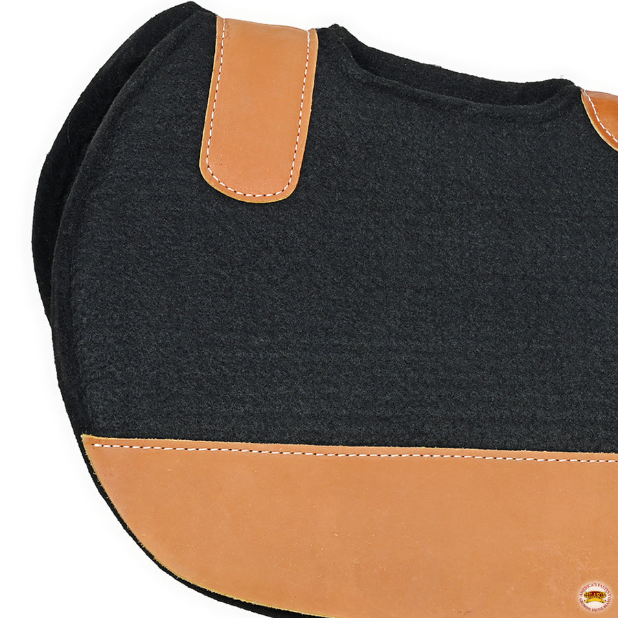 HILASON Western Wool Felt Contoured Horse Saddle Pad W/ Distressed Wear Leather | for Horses