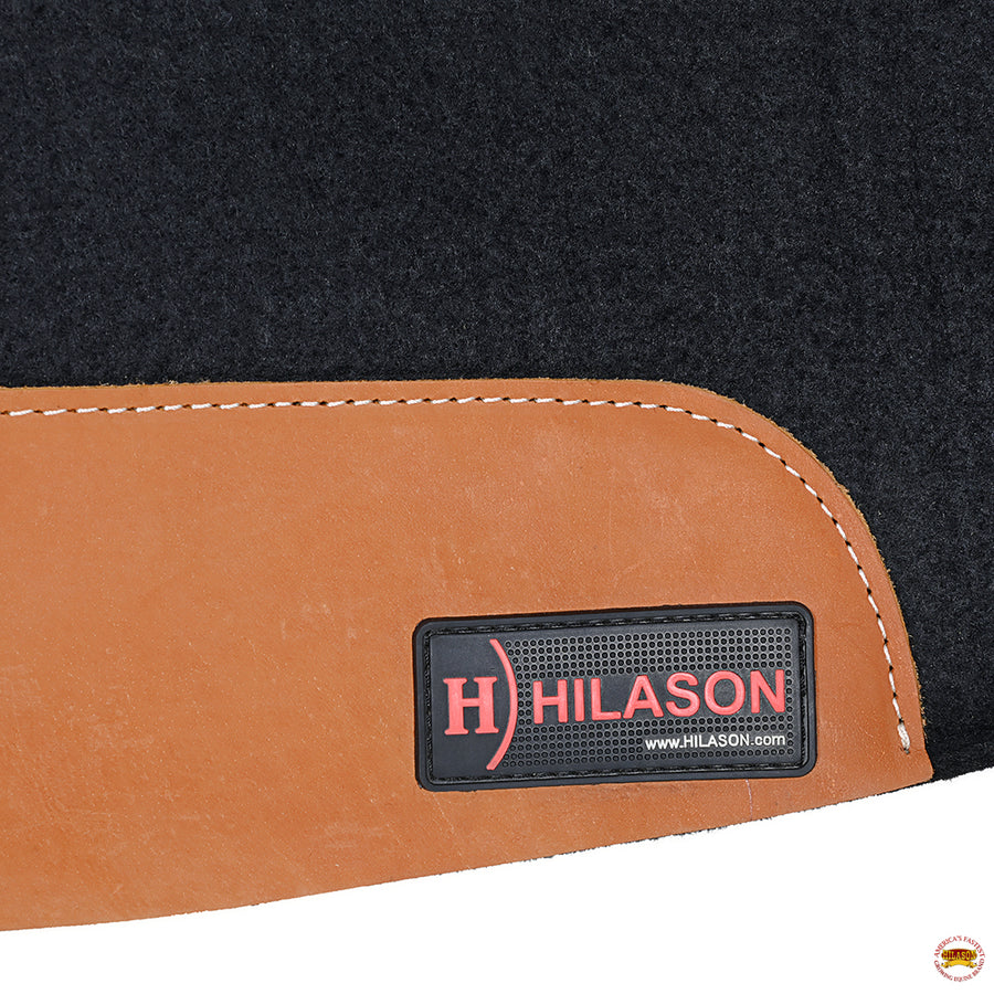 HILASON Western Wool Felt Contoured Horse Saddle Pad W/ Distressed Wear Leather | for Horses
