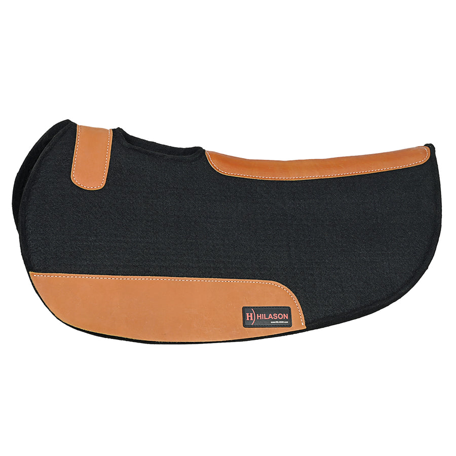32X32 Hilason Western Contoured Horse Saddle Pad Wool Felt Round Black - Uhorse
