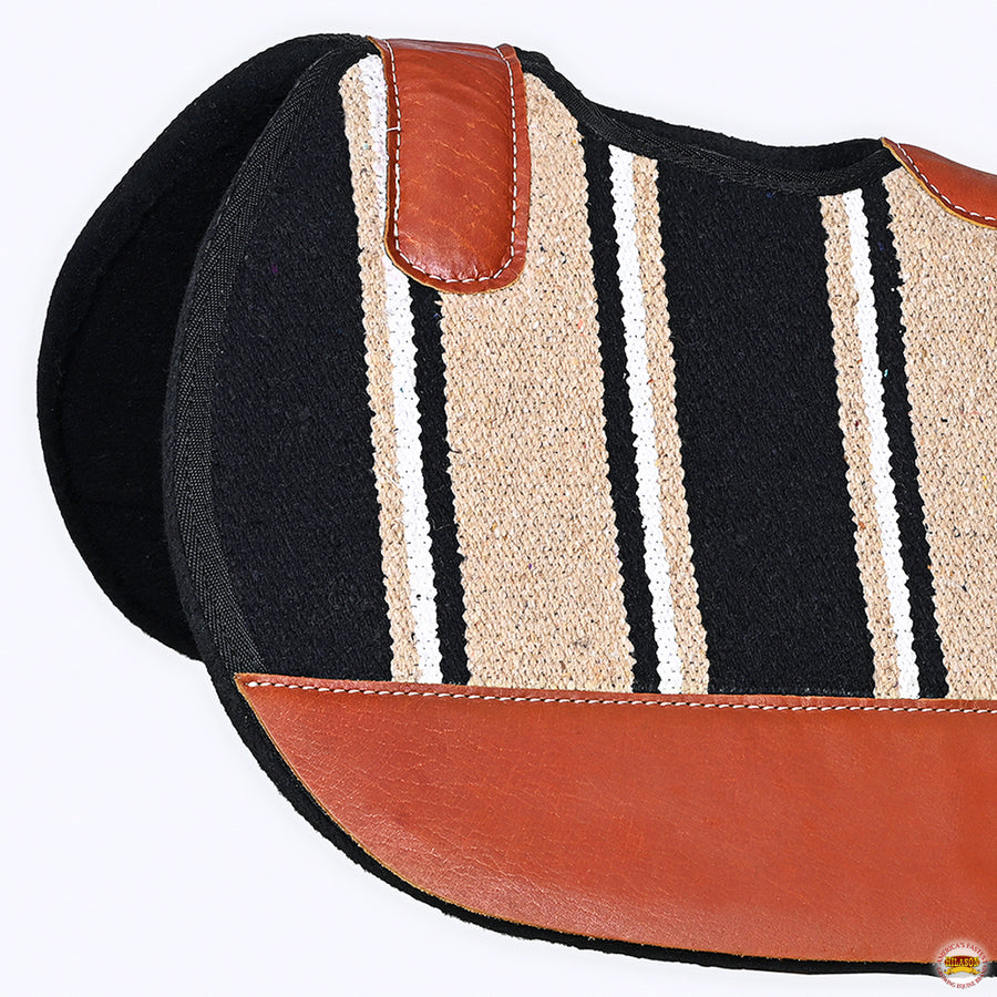HILASON Western Wool Felt Contoured Horse Saddle Pad W/ Distressed Wear Leather | for Horses