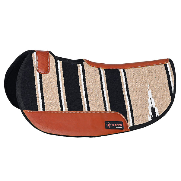 32X32 Hilason Western Contoured Horse Saddle Pad Wool Felt Round Black - Uhorse