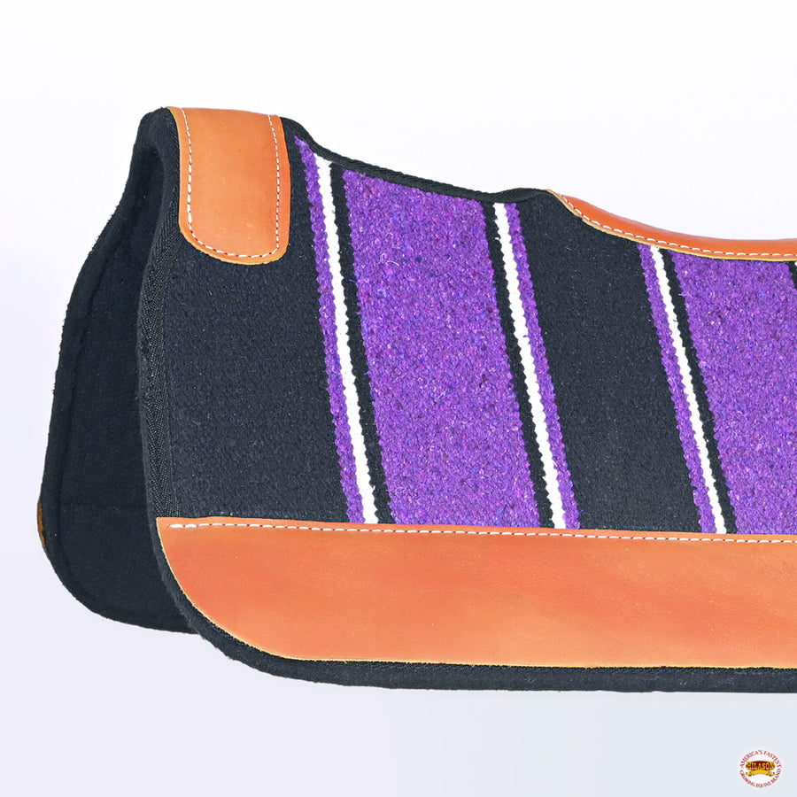 HILASON Western Wool Felt Horse Saddle Pad W/ Distressed Wear Leather | for Horses