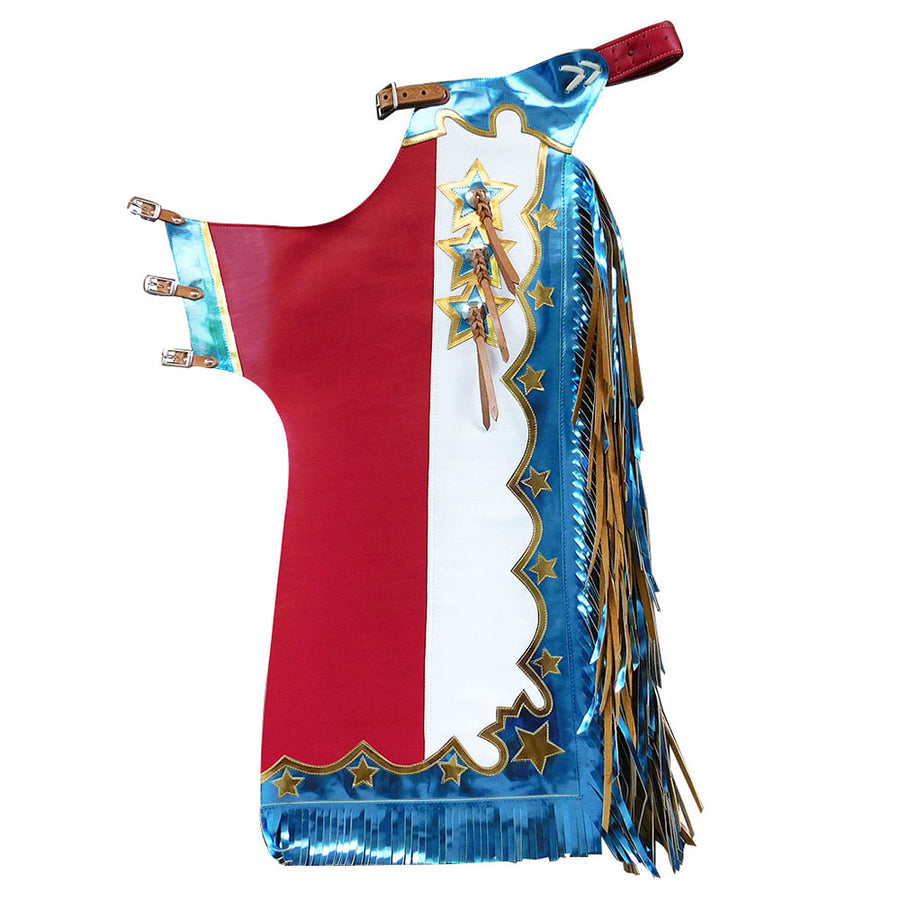 Hilason Bull Riding Genuine White Leather Rodeo Western Chaps - Uhorse