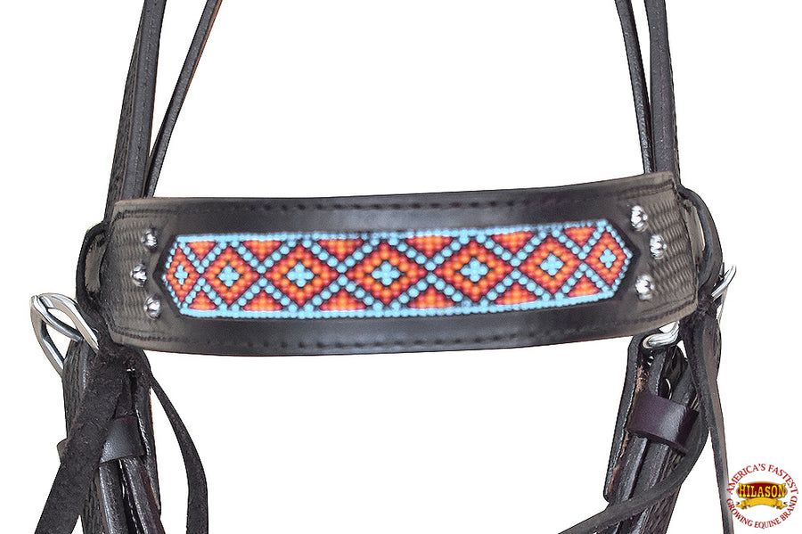 HILASON Western Horse Headstall Breast Collar Set American Leather Black