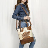 American Darling ADBG330BRWBR Tote Hair-On Genuine Leather Women Bag Western Handbag Purse