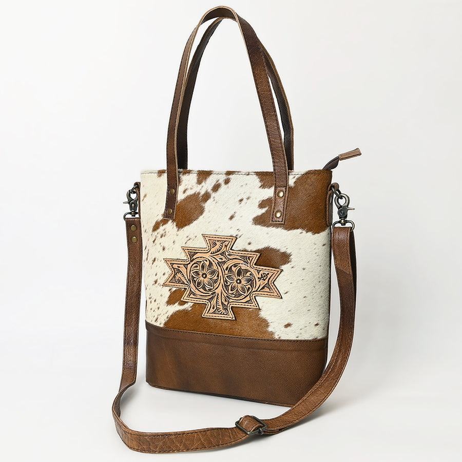 American Darling ADBG330BRWBR Tote Hair-On Genuine Leather Women Bag by Hilason – Cowboy and equestrian accessories