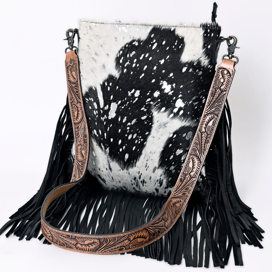 American Darling Large Crossbody Hand Tooled Hair on Genuine Leather Western Women Bag Handbag Purse | Cute - Uhorse
