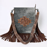 American Darling Messenger Hand Tooled Hair On Genuine Leather W.