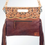 American Darling Clutch Hand Tooled Saddle Blanket Fabric Genuine Leather Western Women Bag Handbag Purse | Purses for Cute