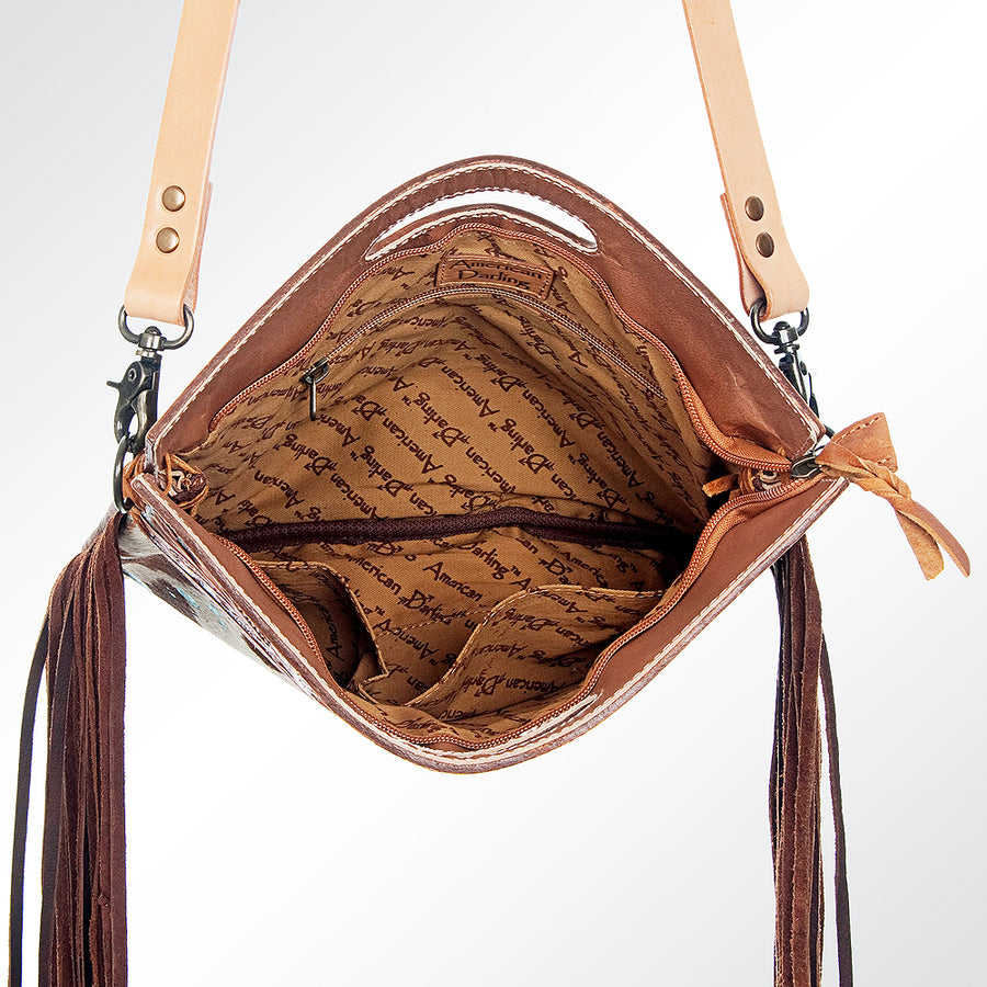 American Darling Clutch Hand Tooled Saddle Blanket Fabric Genuine Leather Western Women Bag Handbag Purse | Purses for Cute