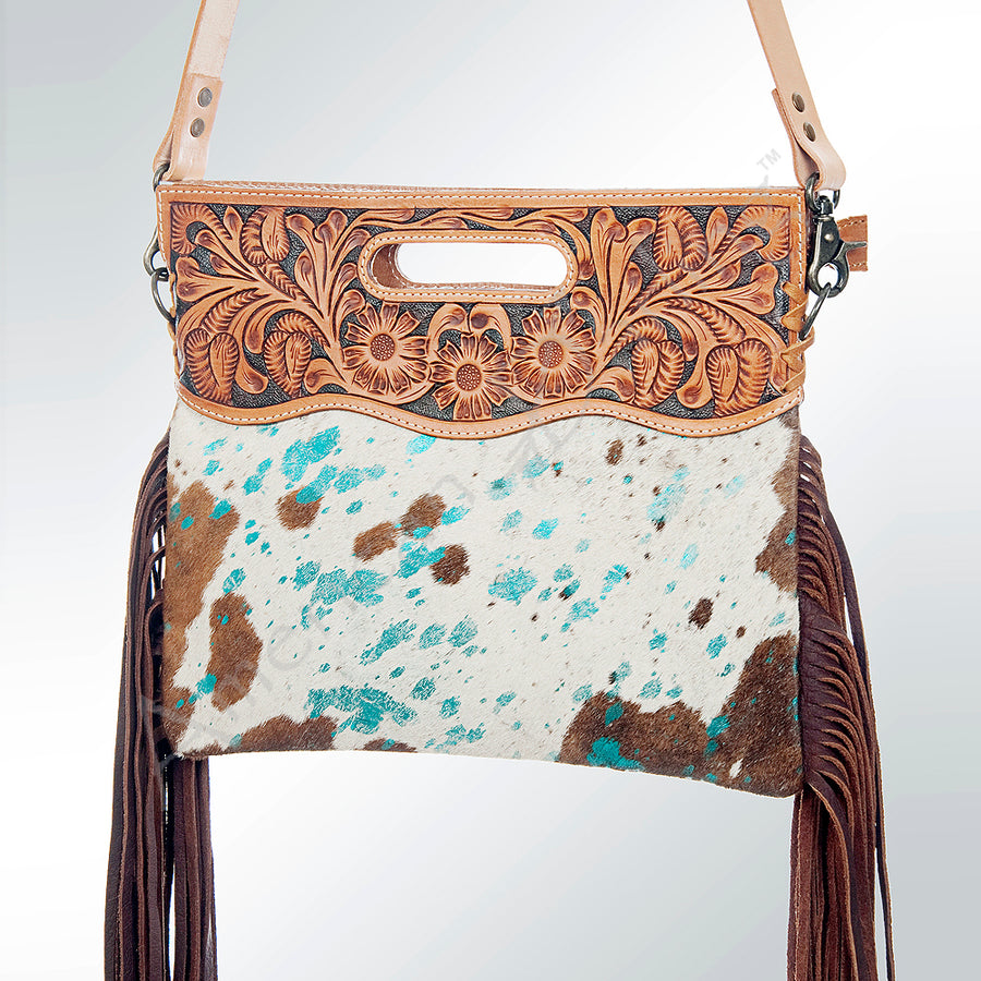 American Darling Clutch Hand Tooled Hair on Genuine Leather Western Women Bag Handbag Purse | Purses for Cute - Uhorse