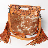 American Darling ADBGS146A Clutch Hand Tooled Hair On Genuine Leather Women Bag Western Handbag Purse