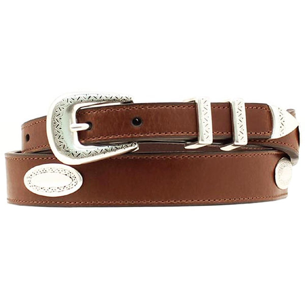 Nocona Top Hand W. Mens Belt Tapered Leather Conchos Brown by Hilason – Cowboy and equestrian accessories