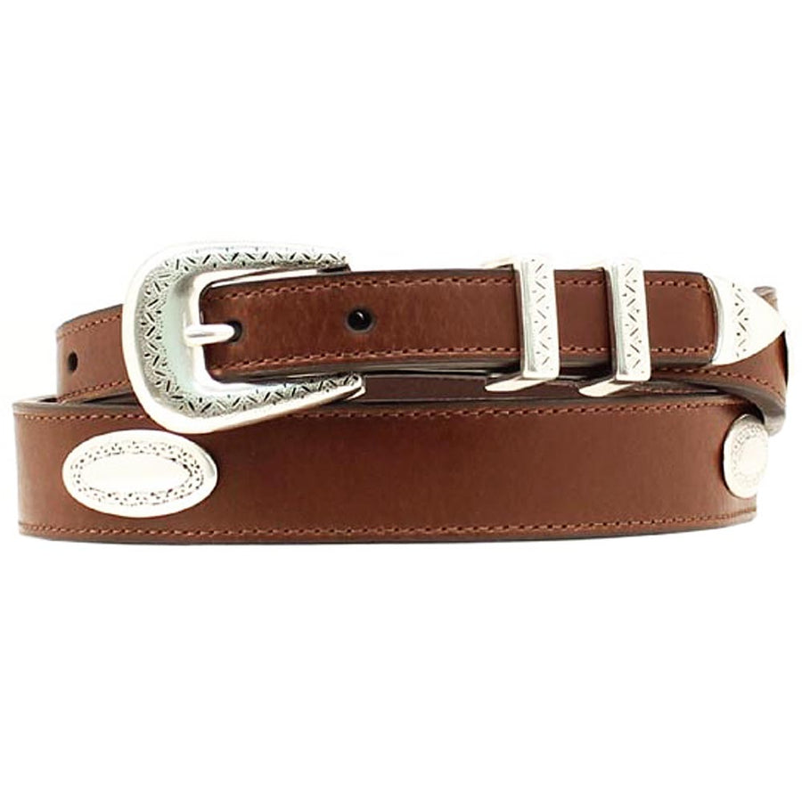 Nocona Top Hand Western men's Belt Tapered Leather Conchos Brown - Uhorse