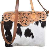 American Darling Cross Body Hand Tooled Hair On Genuine Leather Women Bag Western Handbag Purse