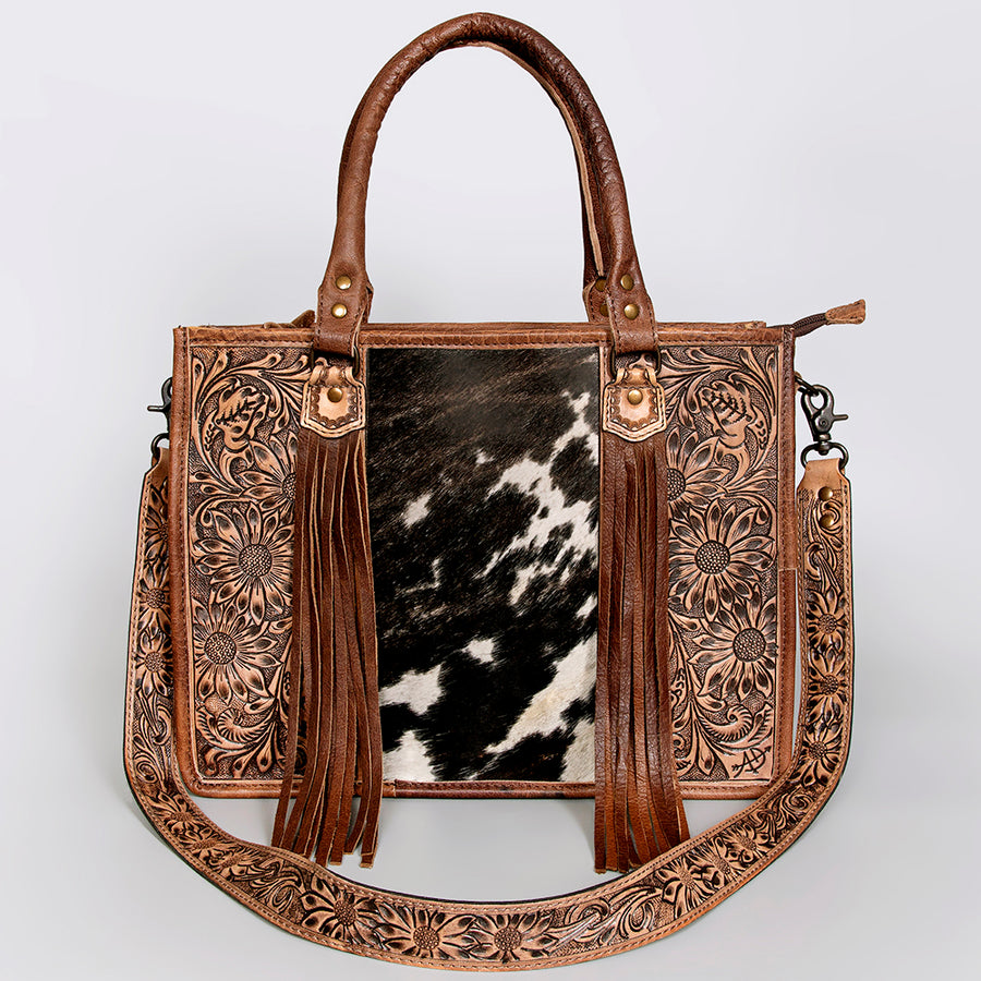 American Darling Briefcase Hand Tooled Hair On Genuine Leather Western Women Bag Handbag | for Cute Laptop