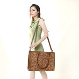 American Darling Briefcase Hand Tooled Genuine Leather Women Bag Western Handbag Purse