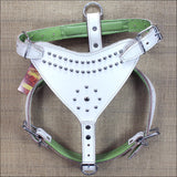 Large Leather Dog Harness Padded Genuine White Hilason