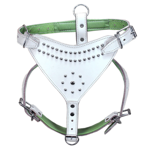 Large Leather Dog Harness Padded Genuine White Hilason - Uhorse