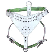 Large Leather Dog Harness Padded Genuine White Hilason