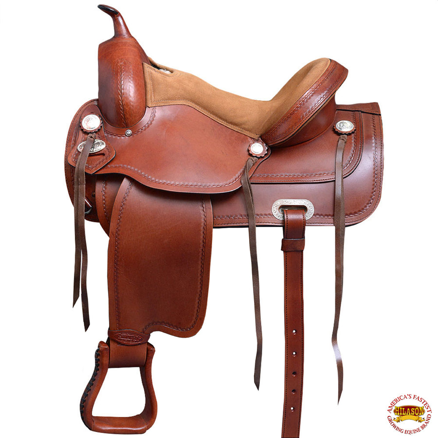 Western Horse Saddle Leather Treeless Trail Pleasure Dark Tan Hilason - Uhorse