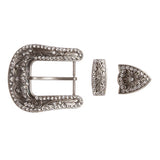 HILASON Western Buckle 1-1/2" Die-Cast Belt Buckle Set Rhinestone Floral