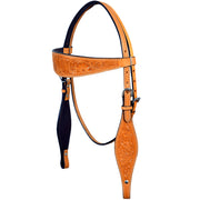 HILASON Western Horse Genuine Leather Headstall Floral Carved Tan Tack | Bridle