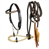 HILASON Western Horse Headstall American Leather Rawhide Bitless Rein - Uhorse