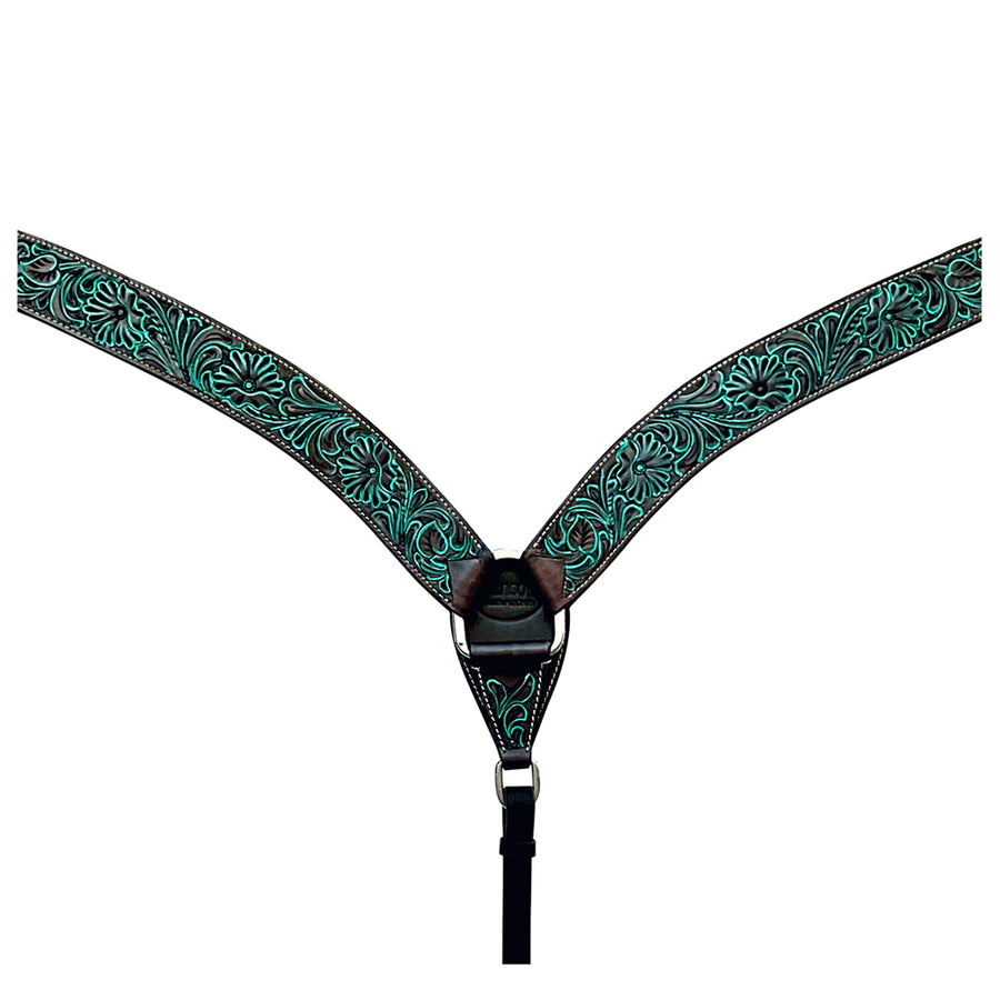 Hilason W. H. Breast Collar Handtooled American Leather Black – by Hilason – Cowboy and equestrian accessories