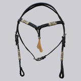 HILASON WESTERN AMERICAN LEATHER HORSE BRIDLE HEADSTALL BLACK RAWHIDE BRAIDED