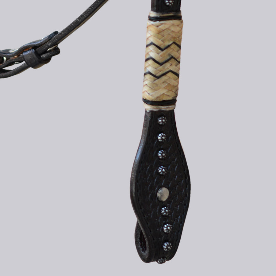 Hilason Western American Leather Horse Headstall Breast Collar Black Rawhide Braided