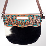 American Darling Clutch Hand Tooled Hair On Genuine Leather Women Bag Western Handbag Purse