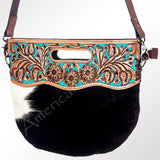 American Darling Clutch Hand Tooled Hair On Genuine Leather Women Bag Western Handbag Purse