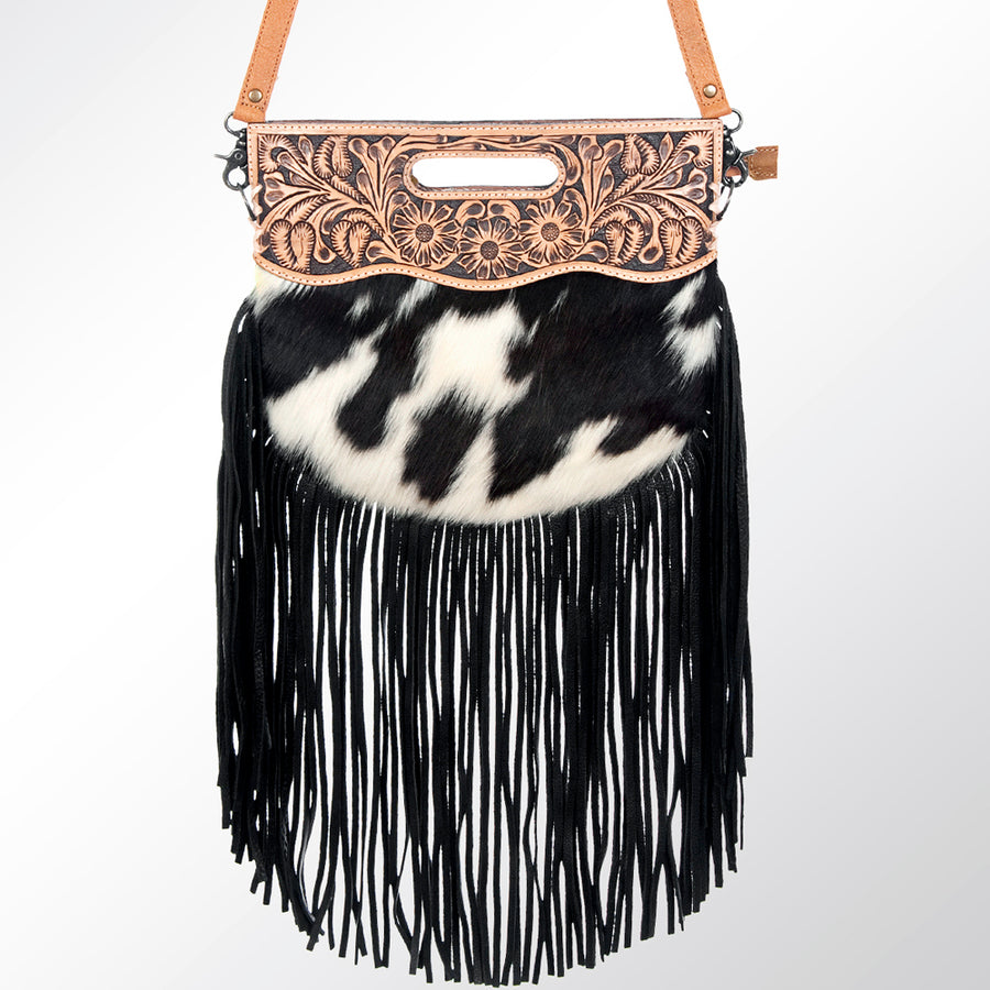 American Darling Western Leather Clutch Bag Hand Tooled Floral Carved Cowhide Purse with YKK Zipper & Full Grain Leather