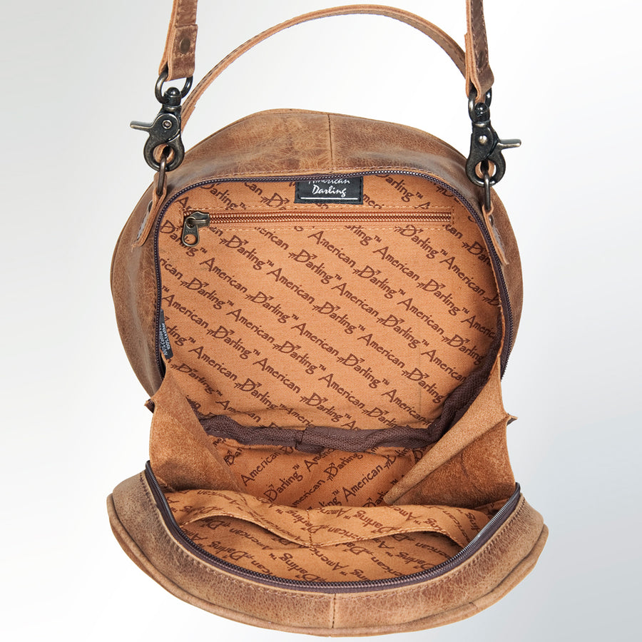 American Darling Canteen Bag Hand Tooled Floral Vegetable Tanned Leather Western Crossbody Purse for Women