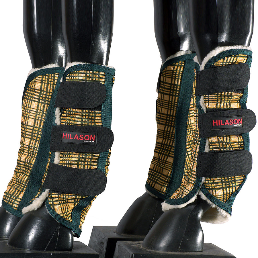 X Large Hilason Horse Fly Boots Uv Protection Fleece Lined Plaid - Uhorse